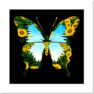 Butterfly Sunflower Costume Gift Posters and Art